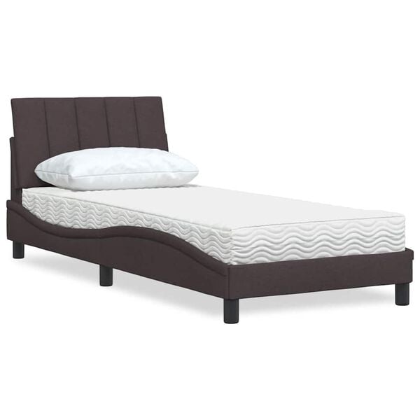 vidaXL Cama con colch&oacute;n Hanko tela marr&oacute;n oscuro 80x200 cm
