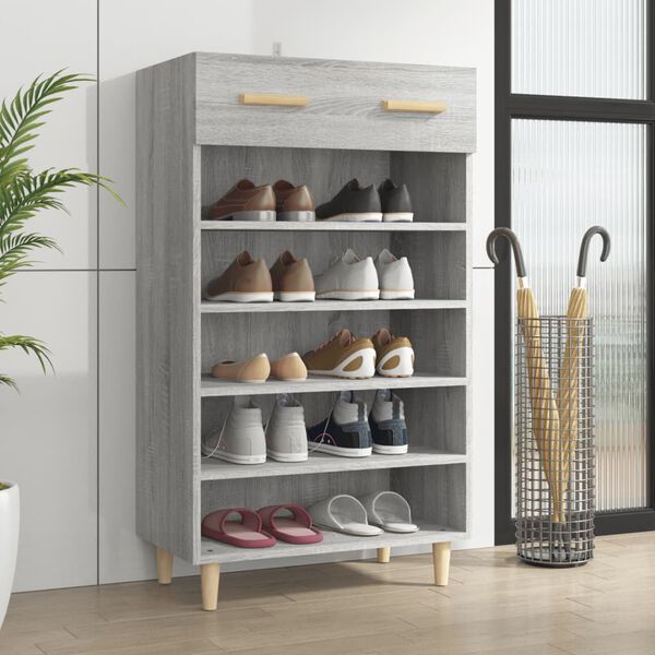 vidaXL Mueble zapatero madera contrachapada gris Sonoma 60x35x105 cm