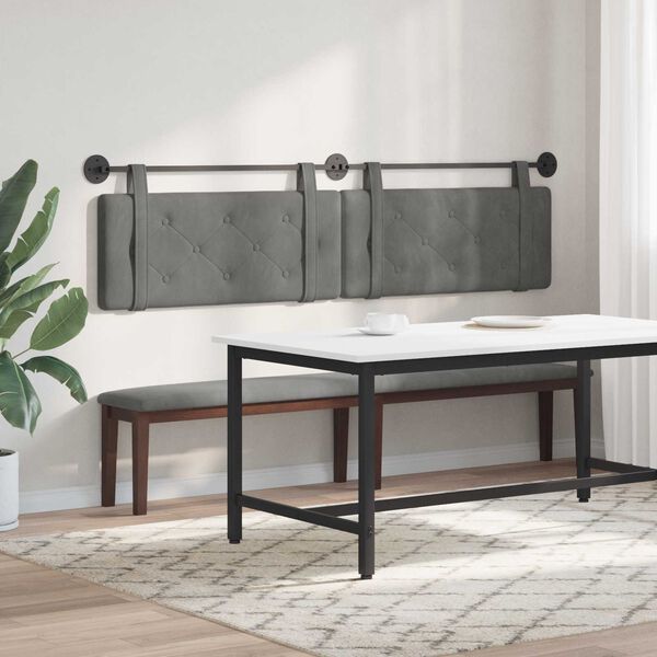 vidaXL Cabecera Colgante Gris oscuro 210 x 55 x 5 cm Terciopelo