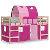 vidaXL Cama alta para niños con túnel madera pino rosa 90x190 cm