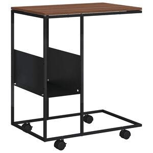 vidaXL Mesa auxiliar con ruedas madera ingenier&iacute;a negra 55x36x63,5 cm