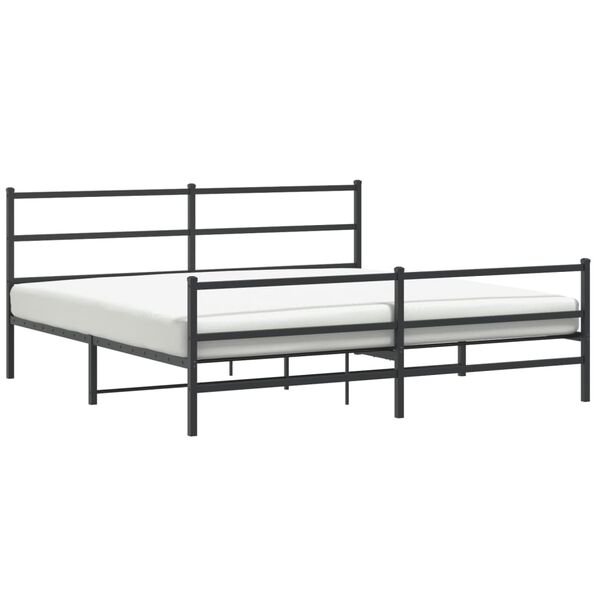 vidaXL Estructura cama sin colch&oacute;n con estribo metal negro 180x200 cm