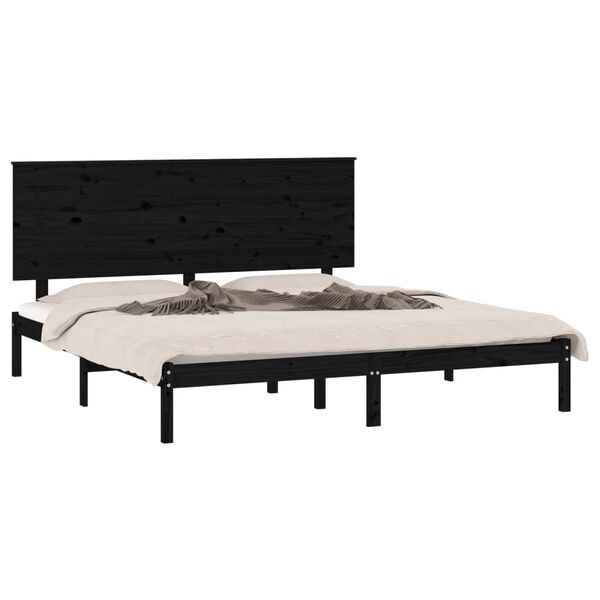 vidaXL Estructura de cama de madera maciza de pino negro 200x200 cm