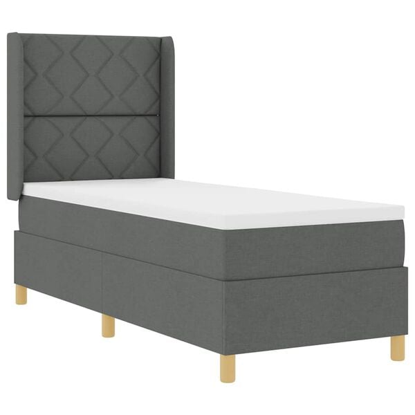vidaXL Cama tipo Box Spring con colch&oacute;n Gris oscuro 80 x 200 cm tela