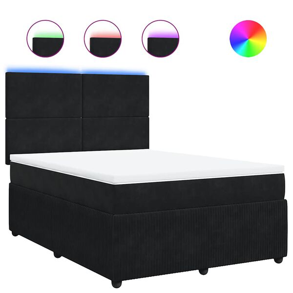 vidaXL Cama box spring con colch&oacute;n terciopelo negro 140x200 cm