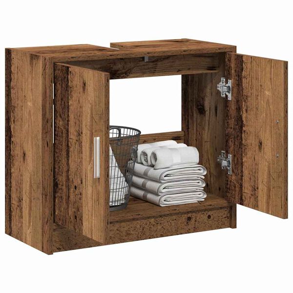 vidaXL Gabinete de Baño con puerta Madera Vieja 63 x 29 x 55 cm