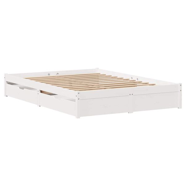vidaXL Estructura de cama sin colch&oacute;n madera maciza blanca 120x190 cm