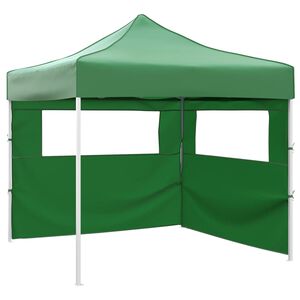 vidaXL Cenador plegable con 2 paredes verde 3x3 m