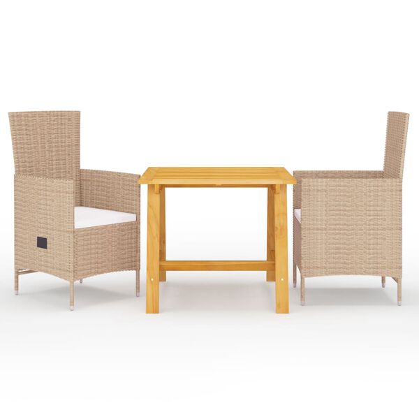vidaXL Juego de comedor de jardín 3 piezas beige