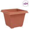 vidaXL Maceta cuadrada para flores 24 pcs Rojo Ladrillo Pl&aacute;stico