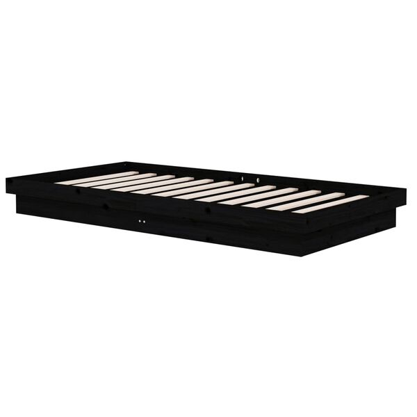 vidaXL Estructura de cama sin colchón madera maciza negro 100x200 cm