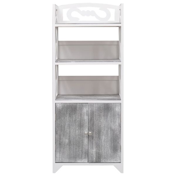 vidaXL Mueble de ba&ntilde;o madera de paulownia blanco y gris 46x24x116 cm