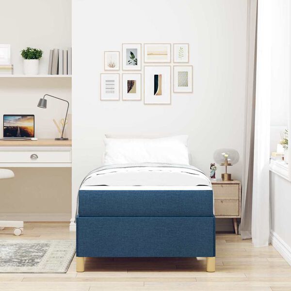 vidaXL Estructura de cama con colchón Azul 80 x 200 cm tela