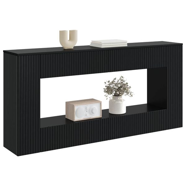 vidaXL Mesa Consola Rayado Negro 155 x 29 x 74 cm Madera de ingenier&iacute;a