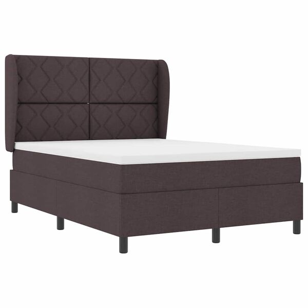 vidaXL Cama tipo Box Spring Marr&oacute;n oscuro 140 x 200 cm tela