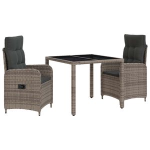 vidaXL Juego de comedor para exteriores 3 uds. rat&aacute;n sint&eacute;tico