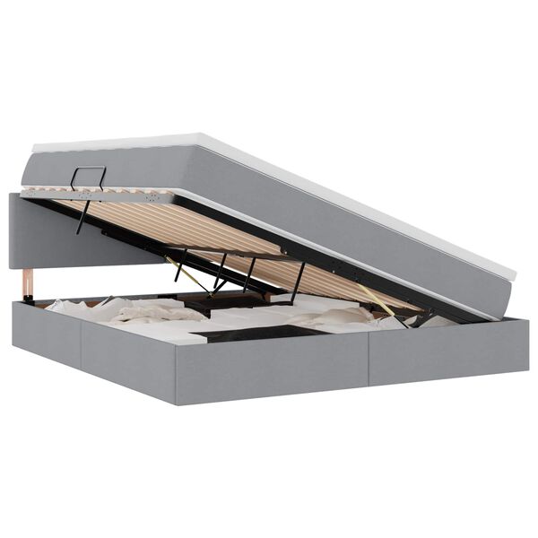vidaXL Cama con almacenamiento y LED Gris Claro 160 x 200 cm tela