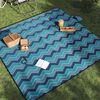 vidaXL Manta de picnic plegable terciopelo ondas azules 200x200 cm