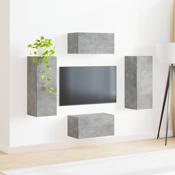 vidaXL Conjunto de mueble de TV 2 pcs Gris Concreto
