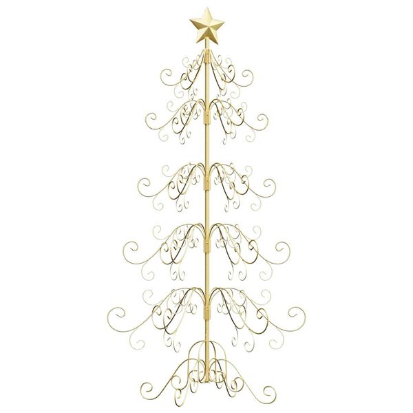 vidaXL &Aacute;rbol de Navidad de metal con soporte Dorado 150 cm