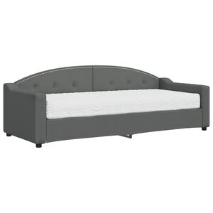 vidaXL Sof&aacute; cama con colch&oacute;n tela gris oscuro 80x200 cm