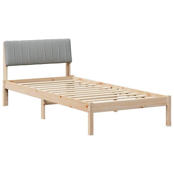 vidaXL Estructura de cama con cabecera Marr&oacute;n y gris claro 90 x 190 cm
