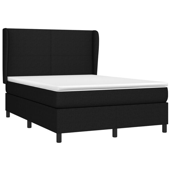 vidaXL Cama box spring con colch&oacute;n tela negro 140x190 cm