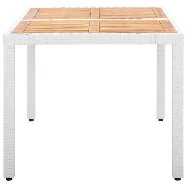 vidaXL Mesa de jard&iacute;n rat&aacute;n sint&eacute;tico madera acacia blanco 150x90x75cm