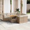 vidaXL Set de sof&aacute;s de jard&iacute;n con cojines 9 pzas rat&aacute;n sint&eacute;tico beige