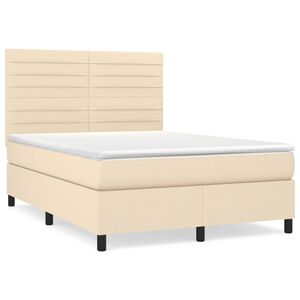 vidaXL Cama box spring con colch&oacute;n tela color crema 140x200 cm