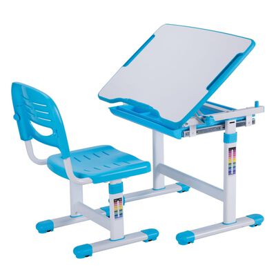 Vipack Escritorio niños regulable Comfortline 201 y silla azul blanco
