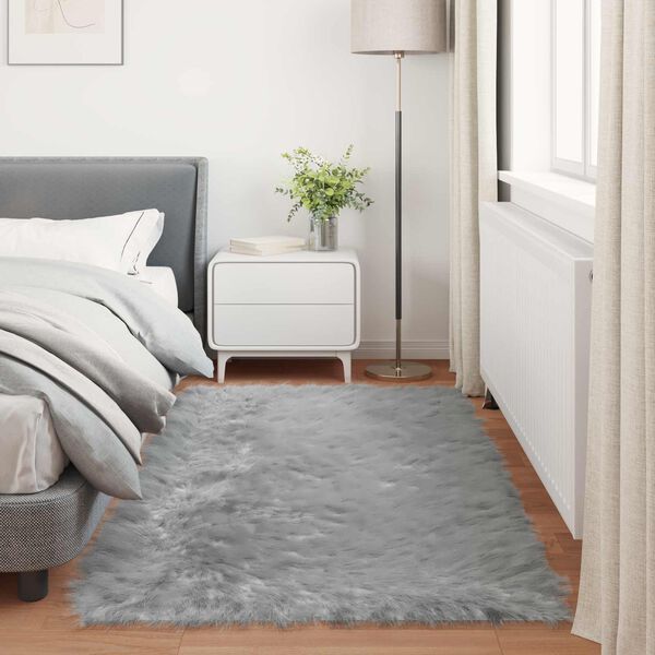 vidaXL Alfombra de Imitaci&oacute;n de Piel de Oveja Tafalla Gris 80 x 200 cm
