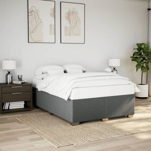 vidaXL Cama box spring con colch&oacute;n tela gris oscuro 160x200 cm