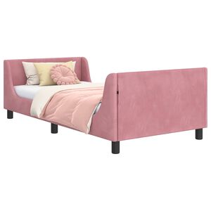 vidaXL Cama para ni&ntilde;os con cabecero Rosa 90 x 200 cm Terciopelo