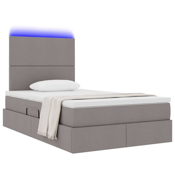vidaXL Cama con almacenamiento y LED Taup&eacute; 120 x 190 cm Poli&eacute;ster