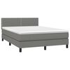 vidaXL Cama box spring colch&oacute;n y luces LED tela gris oscuro 140x200 cm