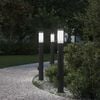 vidaXL Balizas de luz con sensor y tomacorriente, 3 unidades, 80 cm, acero inoxidable, IP44