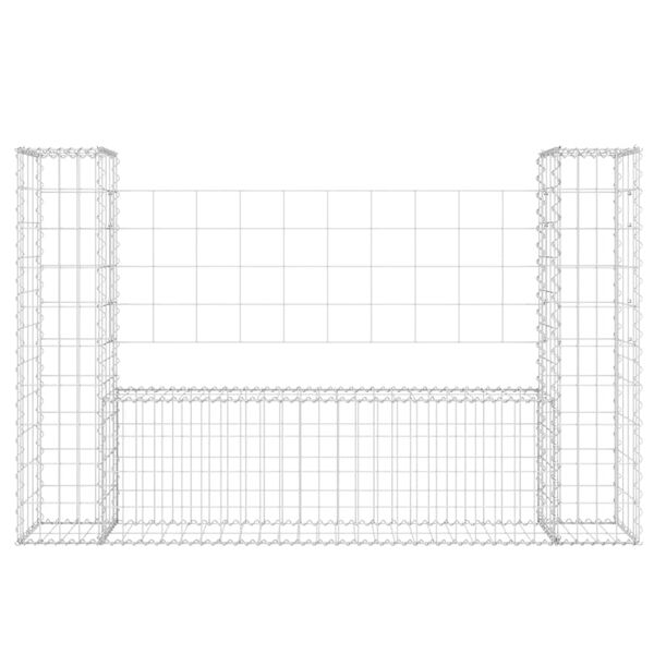 vidaXL Cesta de gaviones forma de U 2 postes de hierro 140x20x100 cm