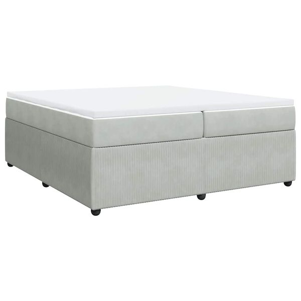 vidaXL Cama box spring con colch&oacute;n terciopelo gris claro 200x200 cm