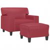 vidaXL Sill&oacute;n con taburete cuero sint&eacute;tico rojo tinto 60 cm
