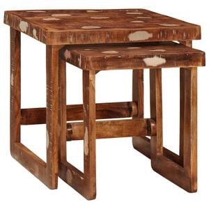 vidaXL Mesas Nido 2 pcs 46 x 46 x 45 cm Madera s&oacute;lida recuperada