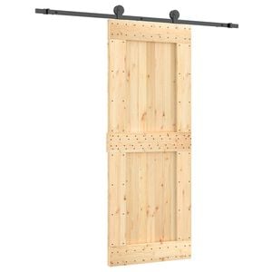 vidaXL Puerta Corredera Natural y negro 80 x 210 cm