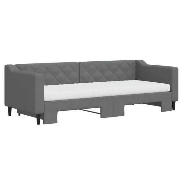 vidaXL Sof&aacute; cama nido con colch&oacute;n tela gris oscuro 80x200 cm