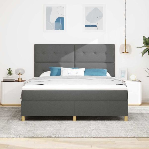 vidaXL Cama tipo Box Spring con colch&oacute;n Gris oscuro 180 x 200 cm tela
