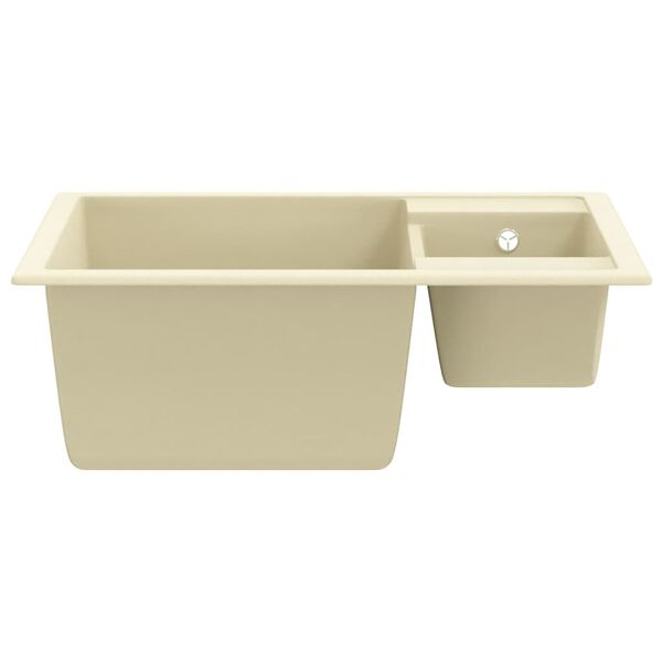vidaXL Fregadero de cocina doble seno con rebosadero granito beige