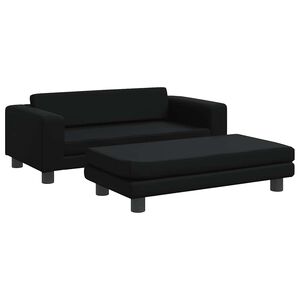 vidaXL Cama de perros con extensi&oacute;n cuero sint&eacute;tico negro 100x50x30 cm
