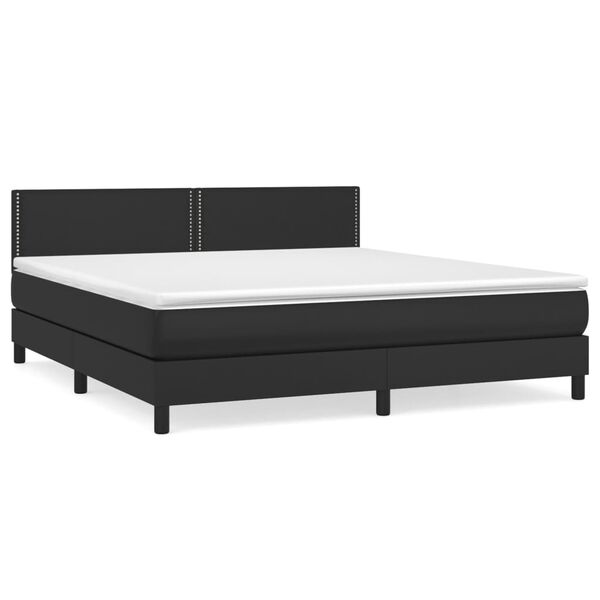 vidaXL Cama box spring con colch&oacute;n cuero sint&eacute;tico negro 160x200 cm