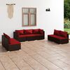 vidaXL Set muebles de jardín 7 piezas y cojines ratán sintético marrón