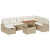 vidaXL Conjunto de sof&aacute; de jard&iacute;n 9 uds. Beige rat&aacute;n sint&eacute;tico