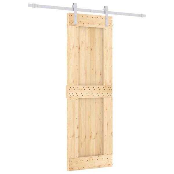 vidaXL Puerta corredera con herrajes madera maciza de pino 70x210 cm